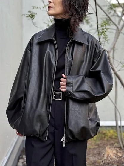 CLANE / FAKE LEATHER BALLOON JACKET / BLACK / 19101-0012