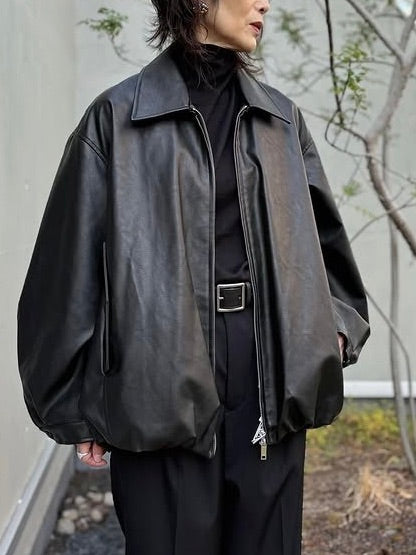 CLANE / FAKE LEATHER BALLOON JACKET / BLACK / 19101-0012