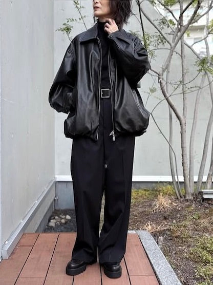 CLANE / FAKE LEATHER BALLOON JACKET / BLACK / 19101-0012