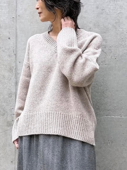 GALERIE VIE / ファインウール Vネックプルオーバー / BEIGE / 23025402303