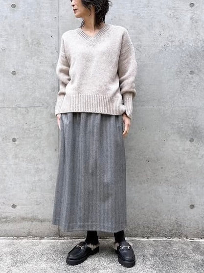 GALERIE VIE / ファインウール Vネックプルオーバー / BEIGE / 23025402303