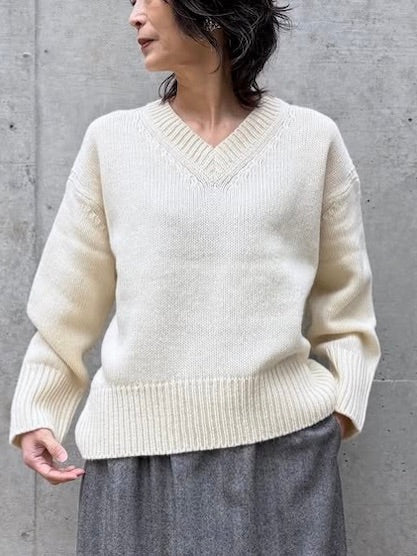 GALERIE VIE / ファインウール Vネックプルオーバー / WHITE / 23025402303