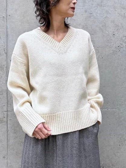 GALERIE VIE / ファインウール Vネックプルオーバー / WHITE / 23025402303
