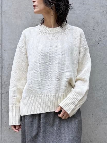 GALERIE VIE / ファインウール クルーネックプルオーバー / WHITE / 23025402302