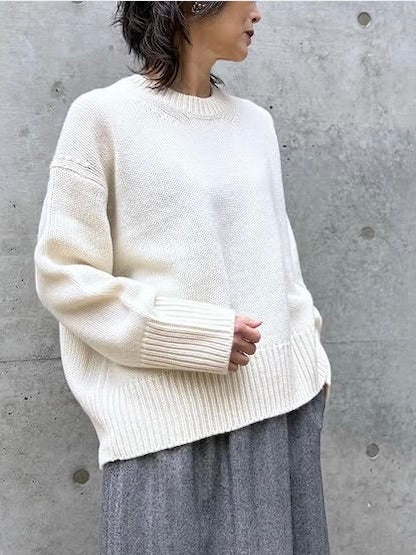 GALERIE VIE / ファインウール クルーネックプルオーバー / WHITE / 23025402302