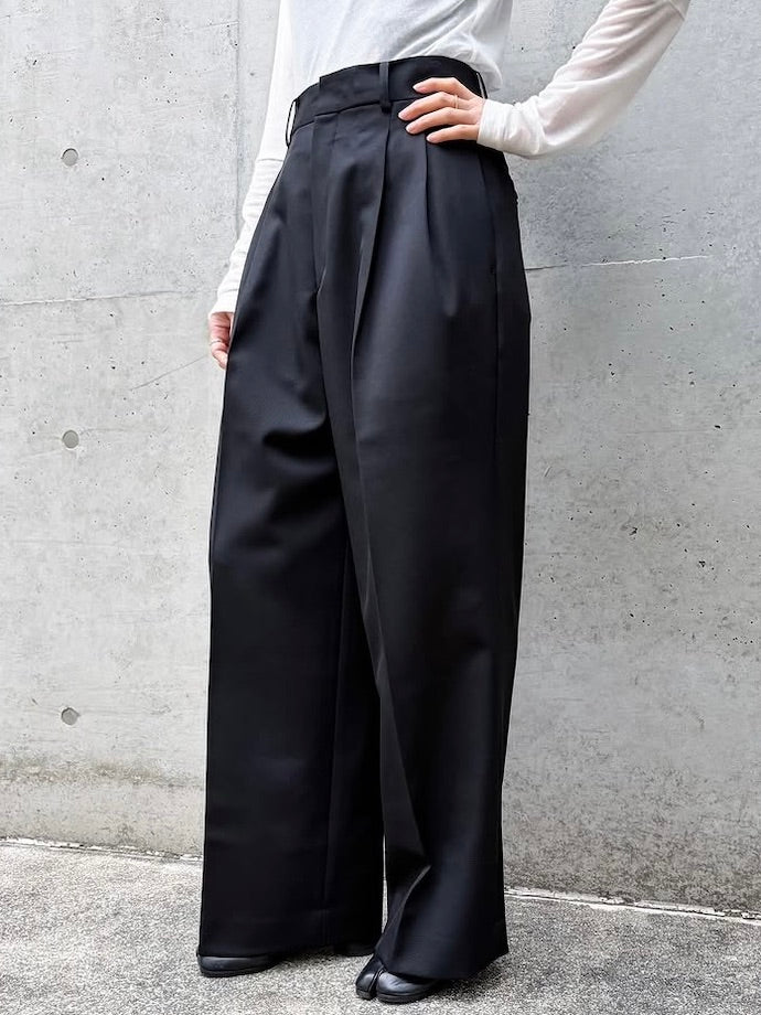 CINOH / TWO TUCK WIDE PANTS / BLACK / BF-PT-010