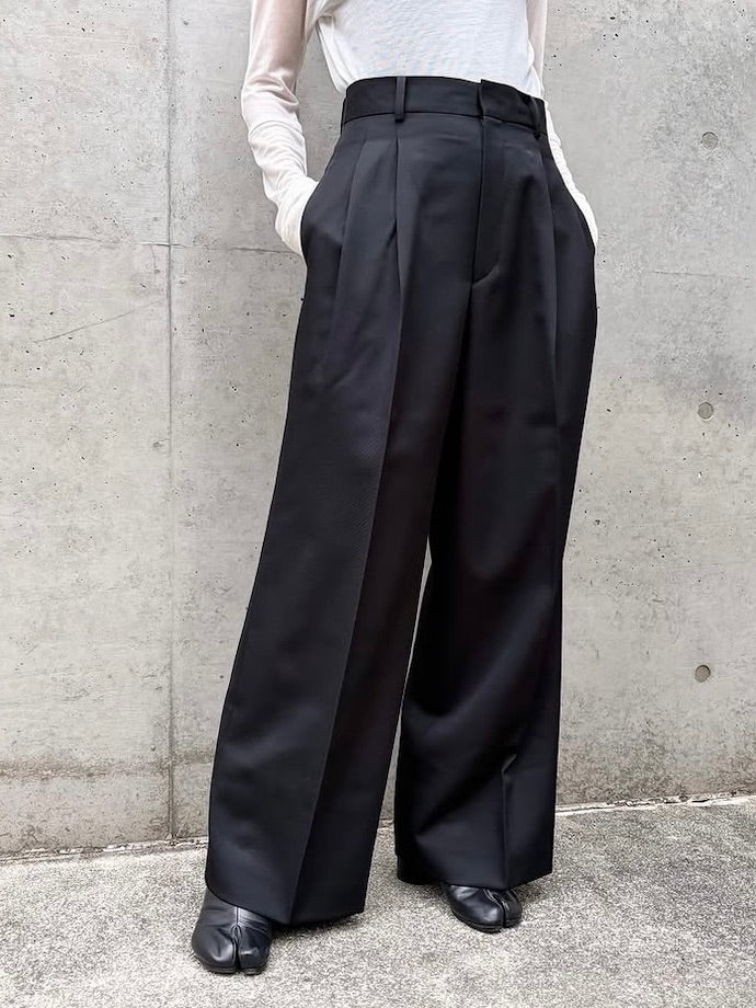 CINOH / TWO TUCK WIDE PANTS / BLACK / BF-PT-010