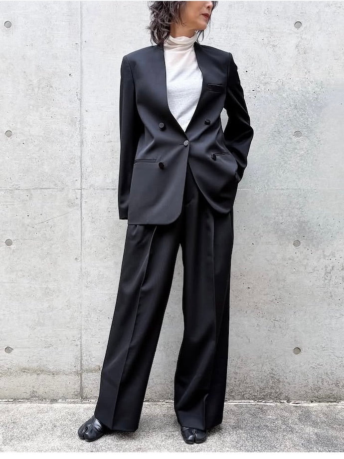 CINOH / TWO TUCK WIDE PANTS / BLACK / BF-PT-010