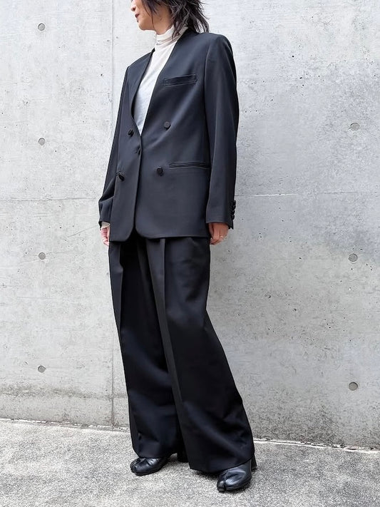 CINOH / TWO TUCK WIDE PANTS / BLACK / BF-PT-010