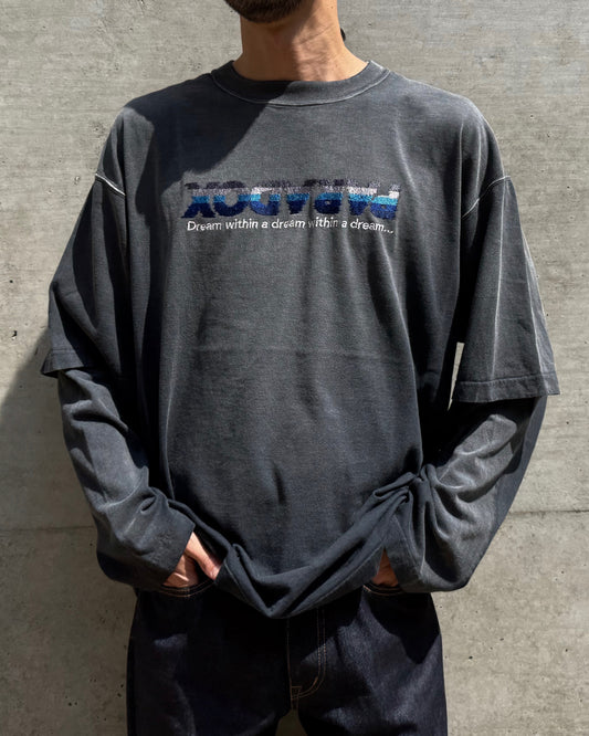 DAIRIKU / PARADOXEmboidery Switching Tee / Black / 25AW C4