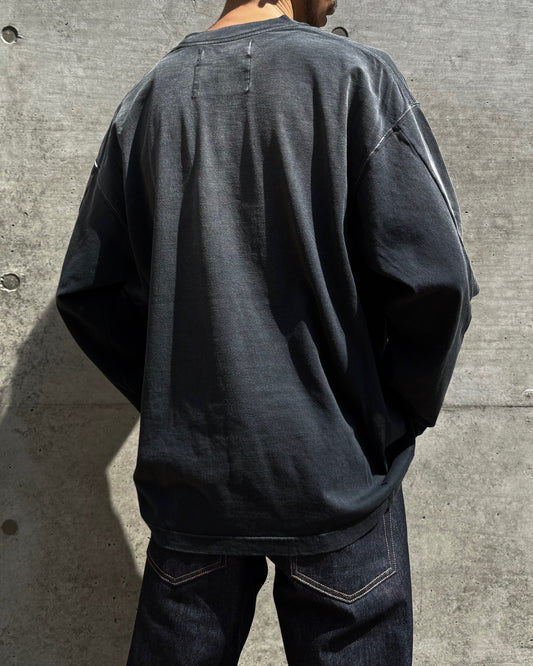 DAIRIKU / PARADOXEmboidery Switching Tee / Black / 25AW C4