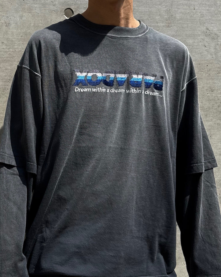 DAIRIKU / PARADOXEmboidery Switching Tee / Black / 25AW C4