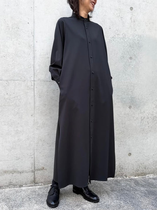 HYKE / MAXI SHIRT DRESS / BLACK / 16244