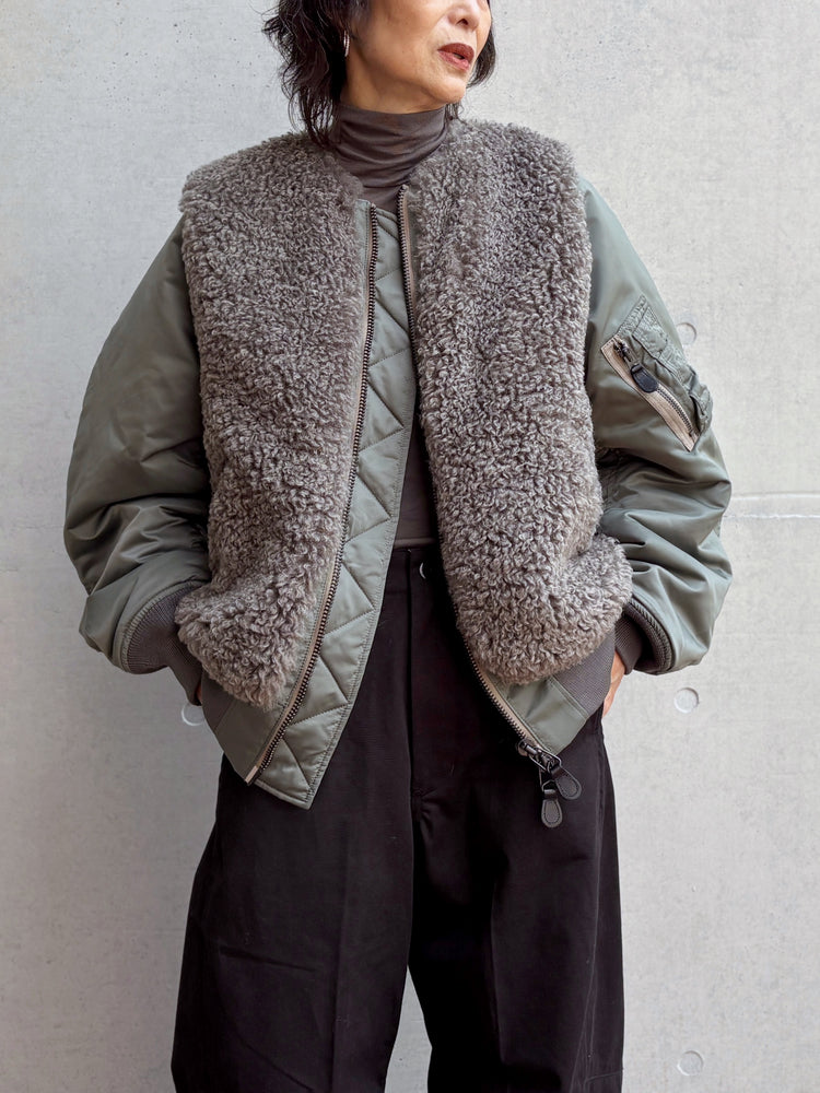 HYKE / FAUX SHEARLING TYPE MA-1 / OLIVE DRAB / 17618