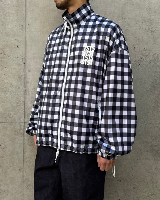 TSTS / RECYCLED POLYESTER WIND TRACK JACKET / BLACK GINGHAM / 26MM0601