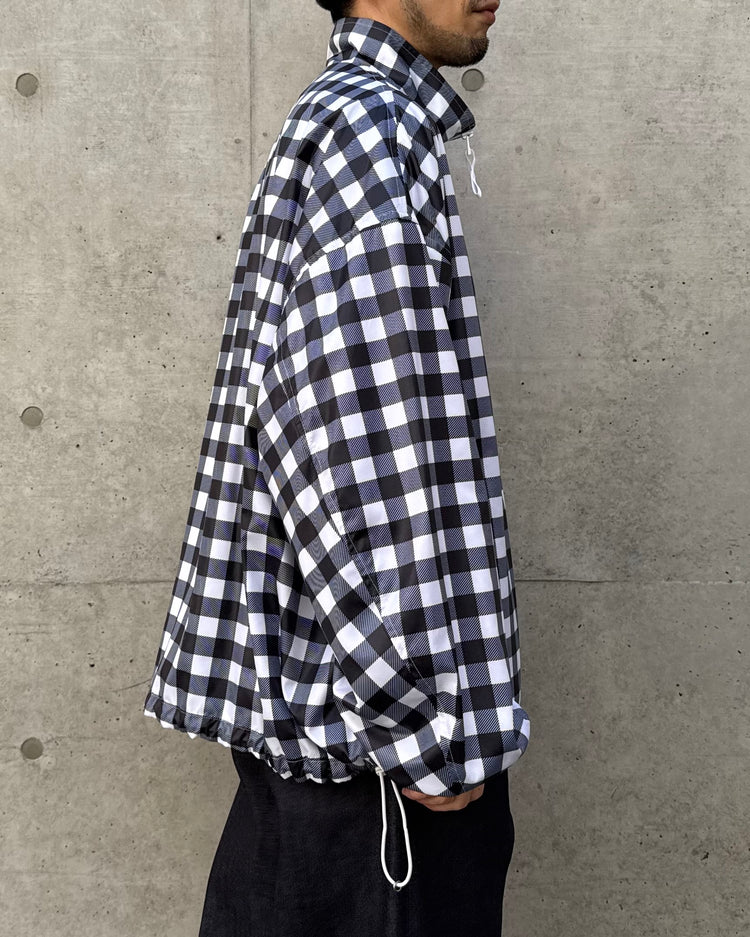 TSTS / RECYCLED POLYESTER WIND TRACK JACKET / BLACK GINGHAM / 26MM0601