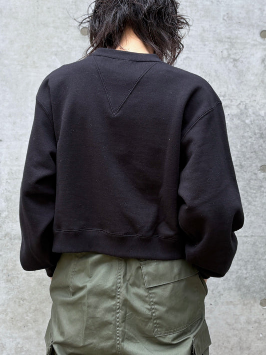 HYKE / CROPPED SWEAT SHIRT / Black / 12416