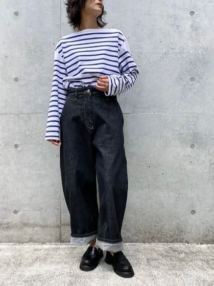 STUDIO NICHOLSON / CHALCO DENIM WIDE CROP PANT / WASHED BLACK