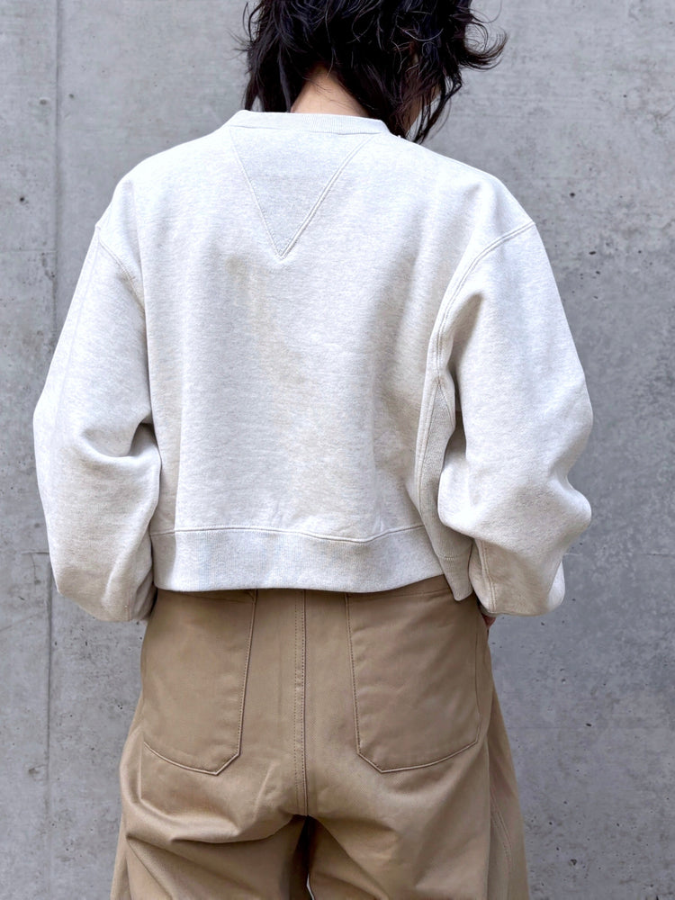HYKE / CROPPED SWEAT SHIRT / Oatmeal / 12416