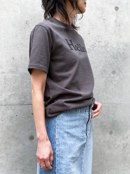 MADISONBLUE / HELLO CREW NECK TEE / GRAY / MB000-7001