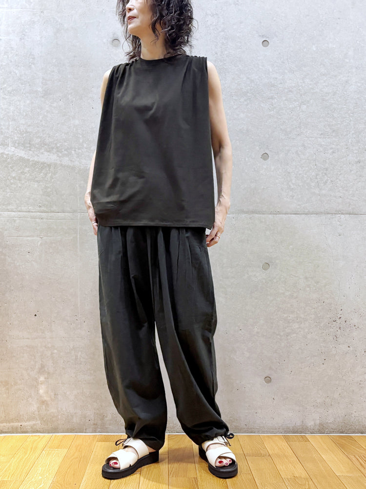 WALANCE / natural dye mint jersey sleeveless top / S.BLACK / 3261-111