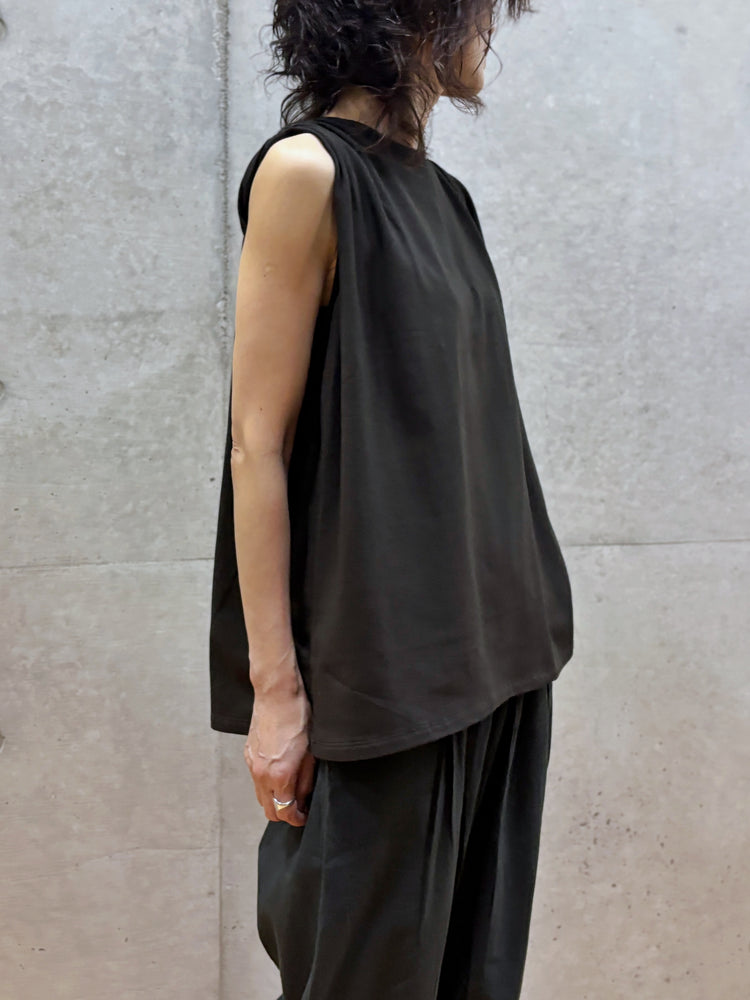 WALANCE / natural dye mint jersey sleeveless top / S.BLACK / 3261-111