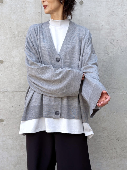 ENFÖLD / V-NECK BOX CARDIGAN / Top Gray / 300JA270-0421
