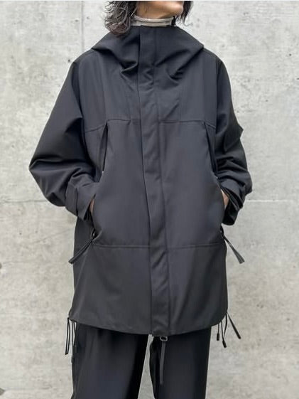 08sircus / High count weather Hooded mid coat / black / S26SS-OT01