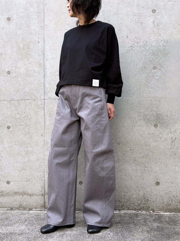 HYKE / CROPPED LONG-SLV TEE BIG FIT / BLACK / 12439