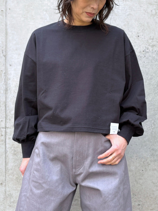 HYKE / CROPPED LONG-SLV TEE BIG FIT / BLACK / 12439