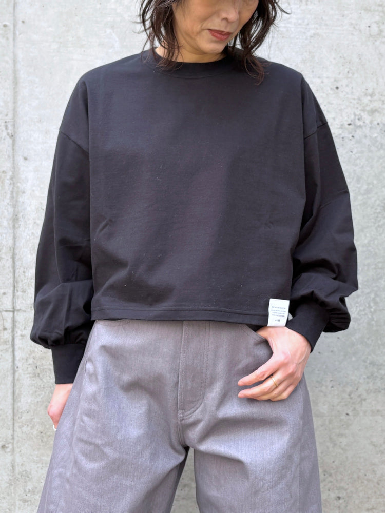 HYKE / CROPPED LONG-SLV TEE BIG FIT / BLACK / 12439