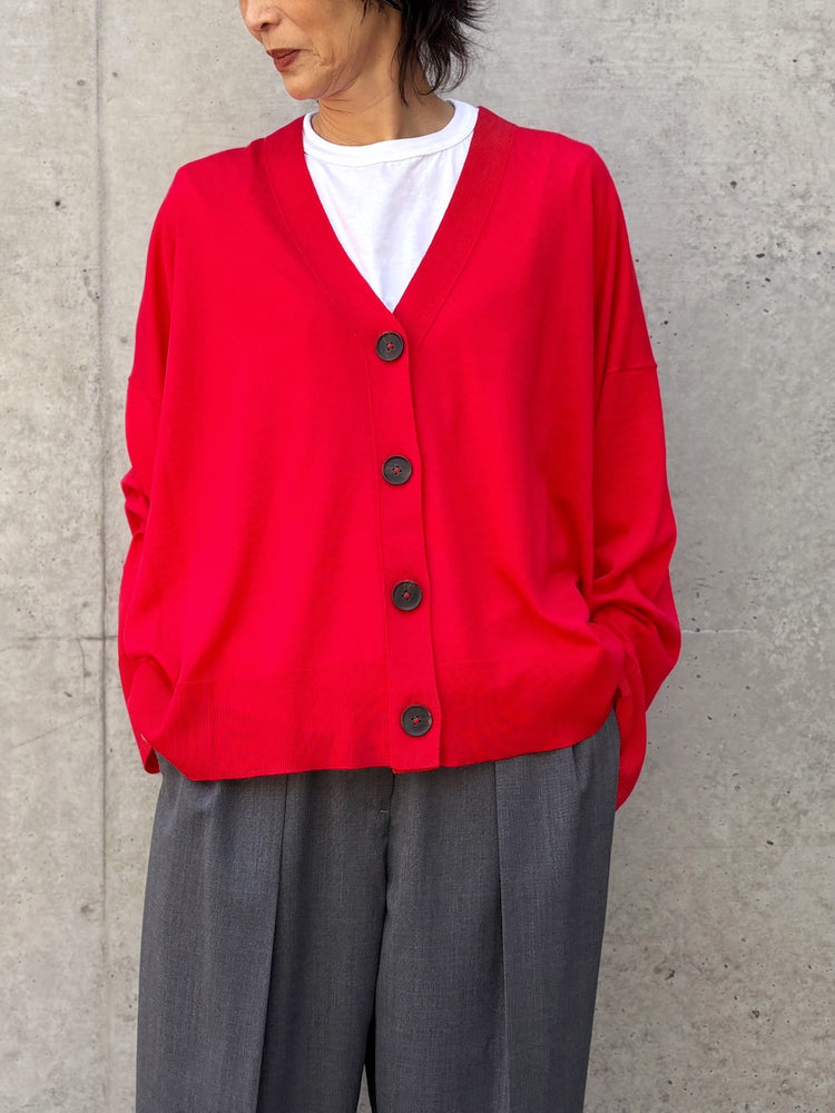 ENFÖLD / V-NECK BOX CARDIGAN / Red / 300JA270-0421
