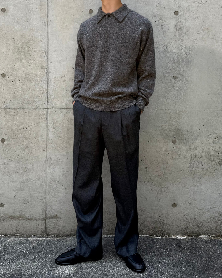 AURALEE / SUPER LIGHT WOOL TWO-TUCK SLACKS / TOP CHARCOAL / A26AP03OS