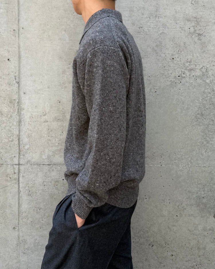 AURALEE / CASHMERE NEP KNIT POLO / MIX GRAY / A26AP02NE