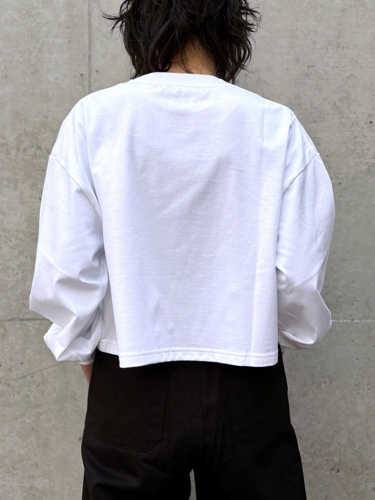 HYKE / CROPPED LONG-SLV TEE BIG FIT / WHITE / 12439