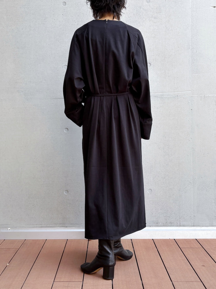 08sircus / Organic cotton jersey suede finish raglan sleeve dress / black / S26AW-DR05