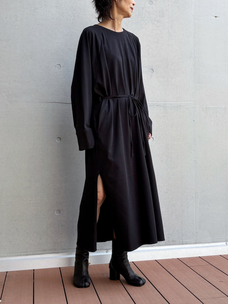 08sircus / Organic cotton jersey suede finish raglan sleeve dress / black / S26AW-DR05
