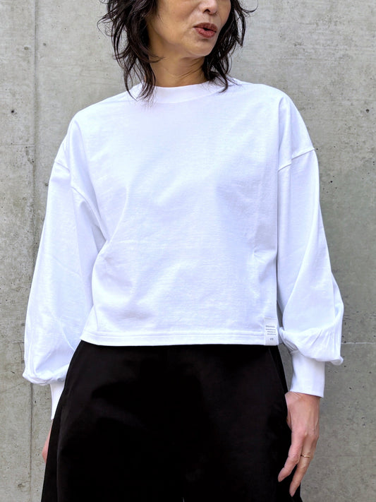 HYKE / CROPPED LONG-SLV TEE BIG FIT / WHITE / 12439