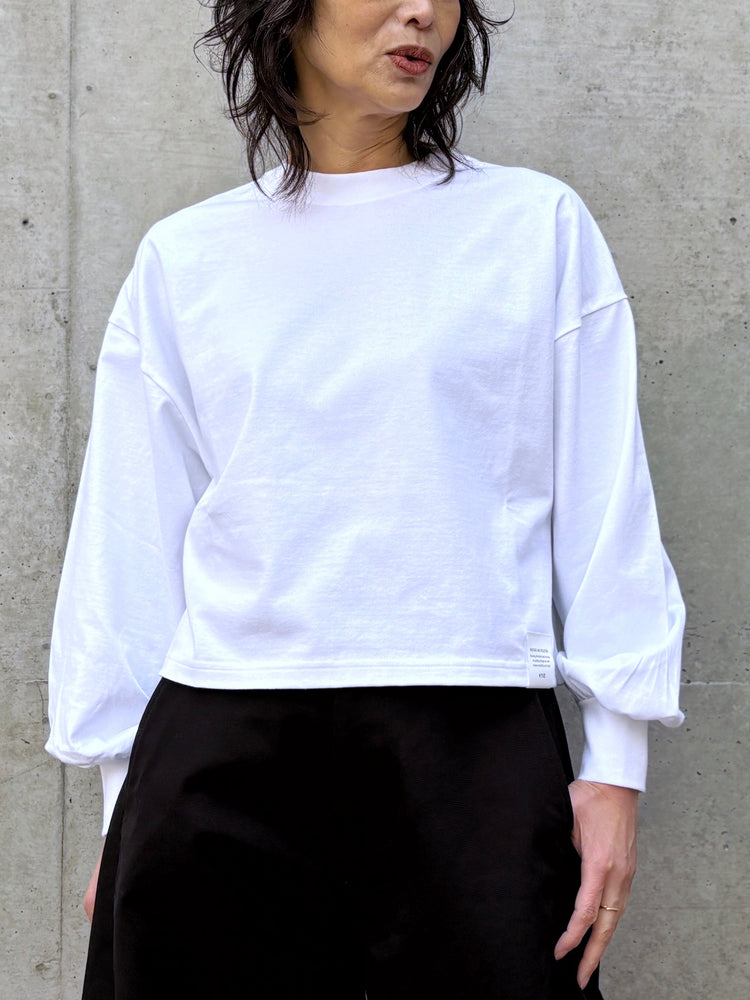 HYKE / CROPPED LONG-SLV TEE BIG FIT / WHITE / 12439