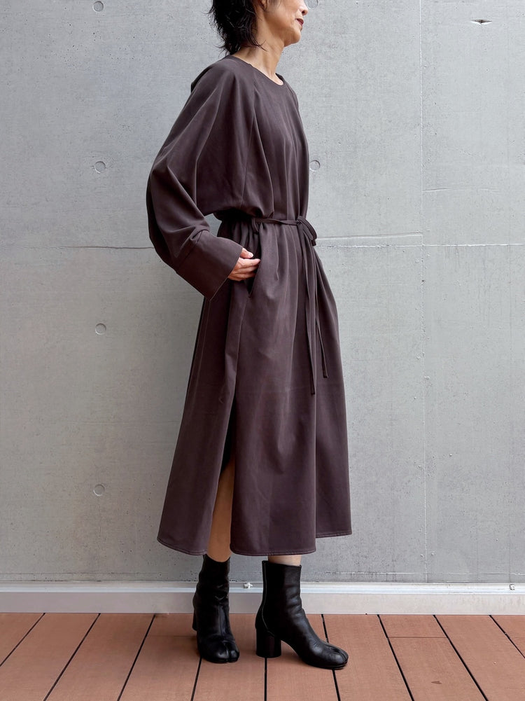 08sircus / Organic cotton jersey suede finish raglan sleeve dress / D.brown / S26AW-DR05