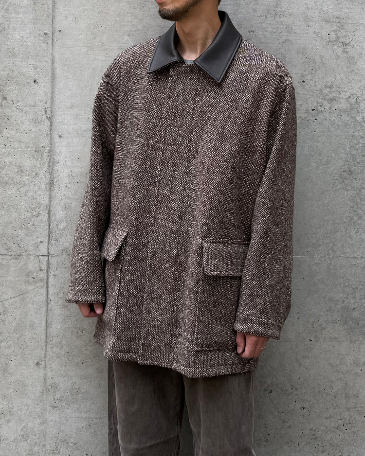 AURALEE / HOMESPUN TWEED ZIP BLOUSON / MIX BROWN / A26AB01HT
