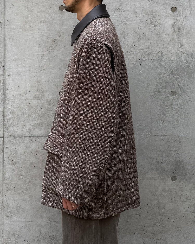 AURALEE / HOMESPUN TWEED ZIP BLOUSON / MIX BROWN / A26AB01HT