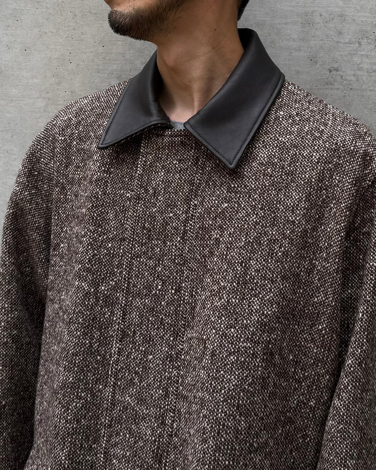 AURALEE / HOMESPUN TWEED ZIP BLOUSON / MIX BROWN / A26AB01HT