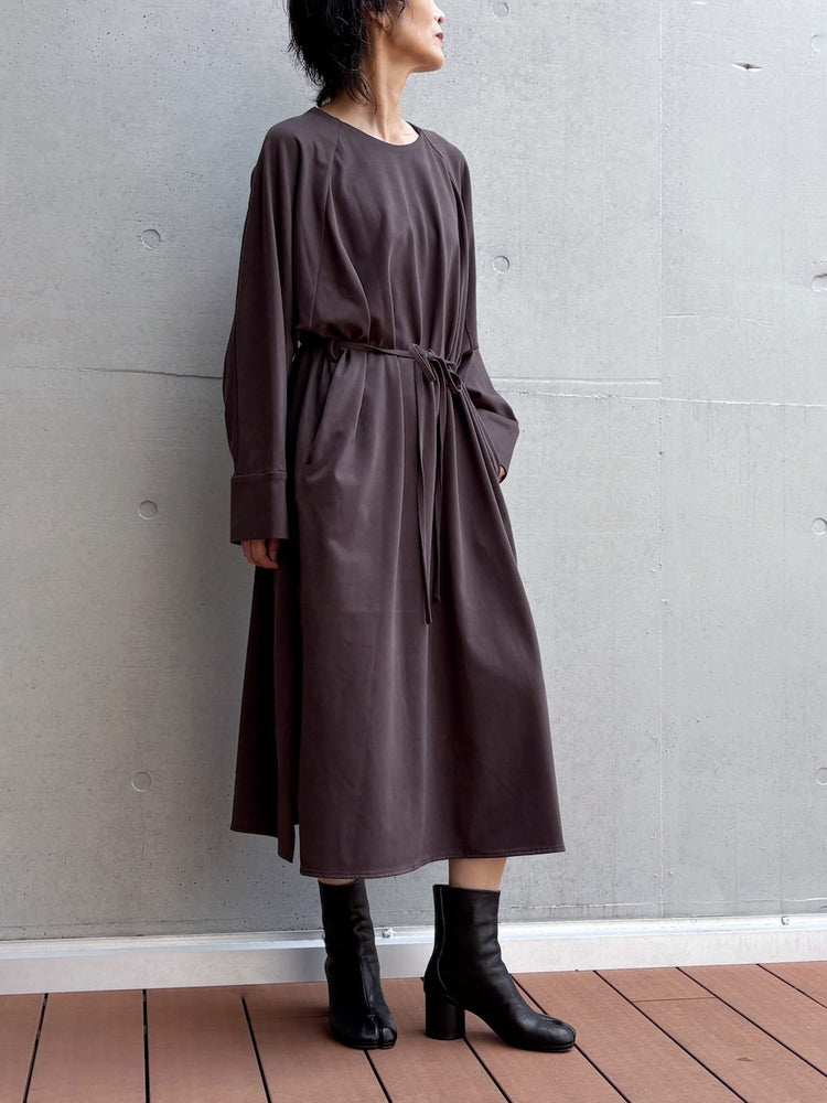 08sircus / Organic cotton jersey suede finish raglan sleeve dress / D.brown / S26AW-DR05