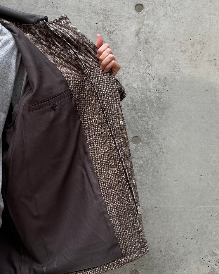 AURALEE / HOMESPUN TWEED ZIP BLOUSON / MIX BROWN / A26AB01HT