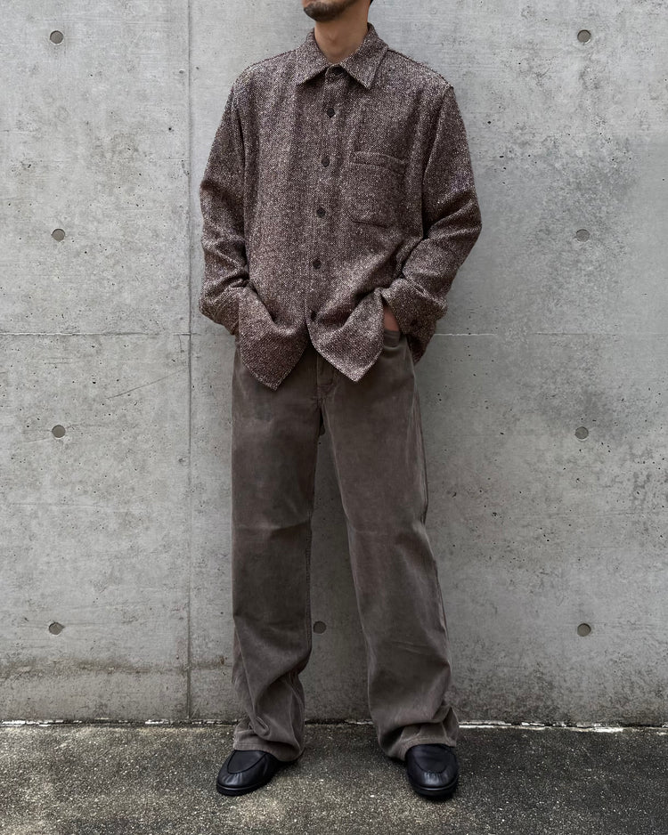 AURALEE / HOMESPUN TWEED SHIRT BLOUSON / MIX BROWN / A26AS02HT