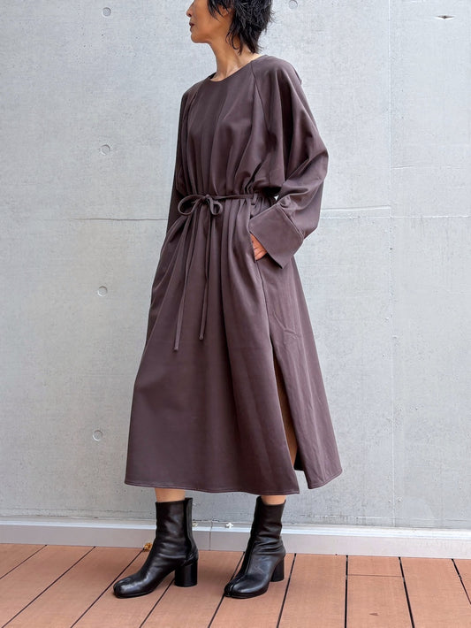 08sircus / Organic cotton jersey suede finish raglan sleeve dress / D.brown / S26AW-DR05