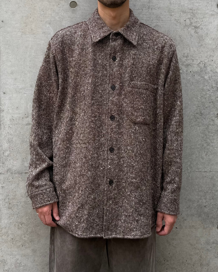 AURALEE / HOMESPUN TWEED SHIRT BLOUSON / MIX BROWN / A26AS02HT