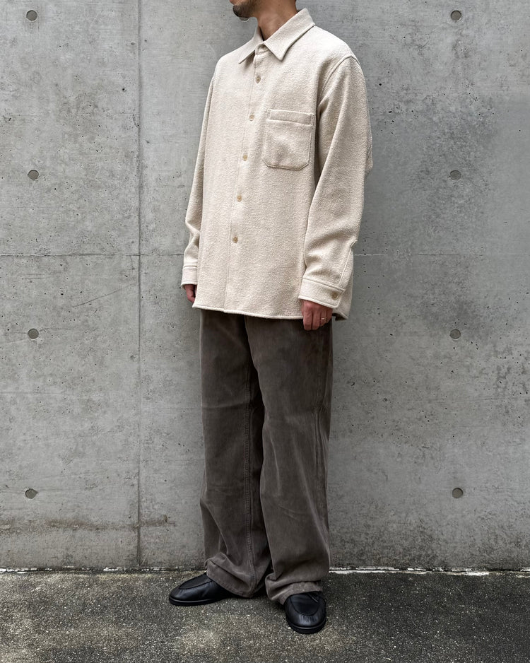 AURALEE / HOMESPUN TWEED SHIRT BLOUSON / IVORY BEIGE / A26AS02HT
