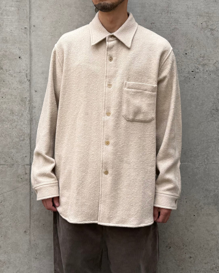 AURALEE / HOMESPUN TWEED SHIRT BLOUSON / IVORY BEIGE / A26AS02HT